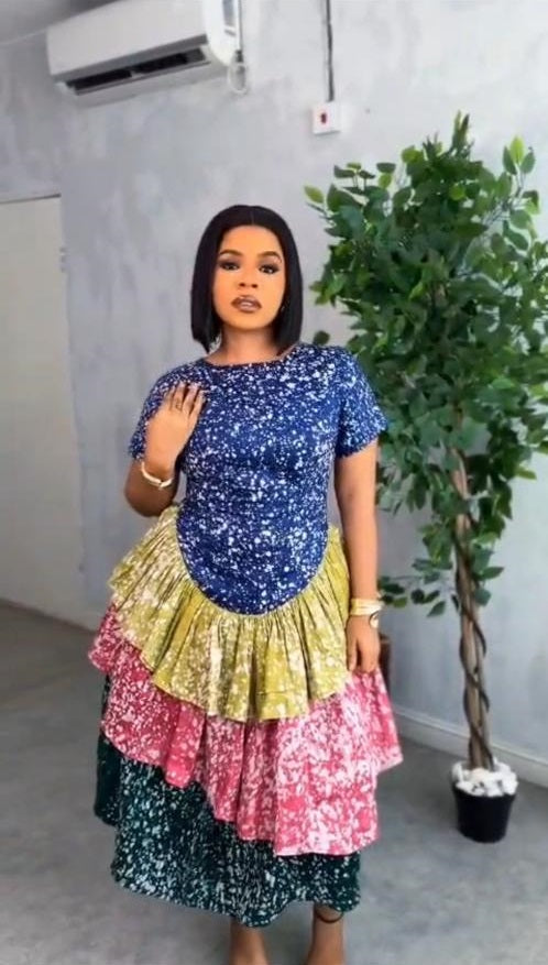 Colorful African Midi Dress with Ruffles