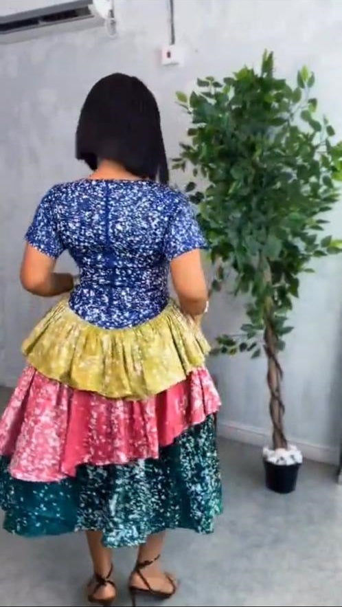 Colorful African Midi Dress with Ruffles